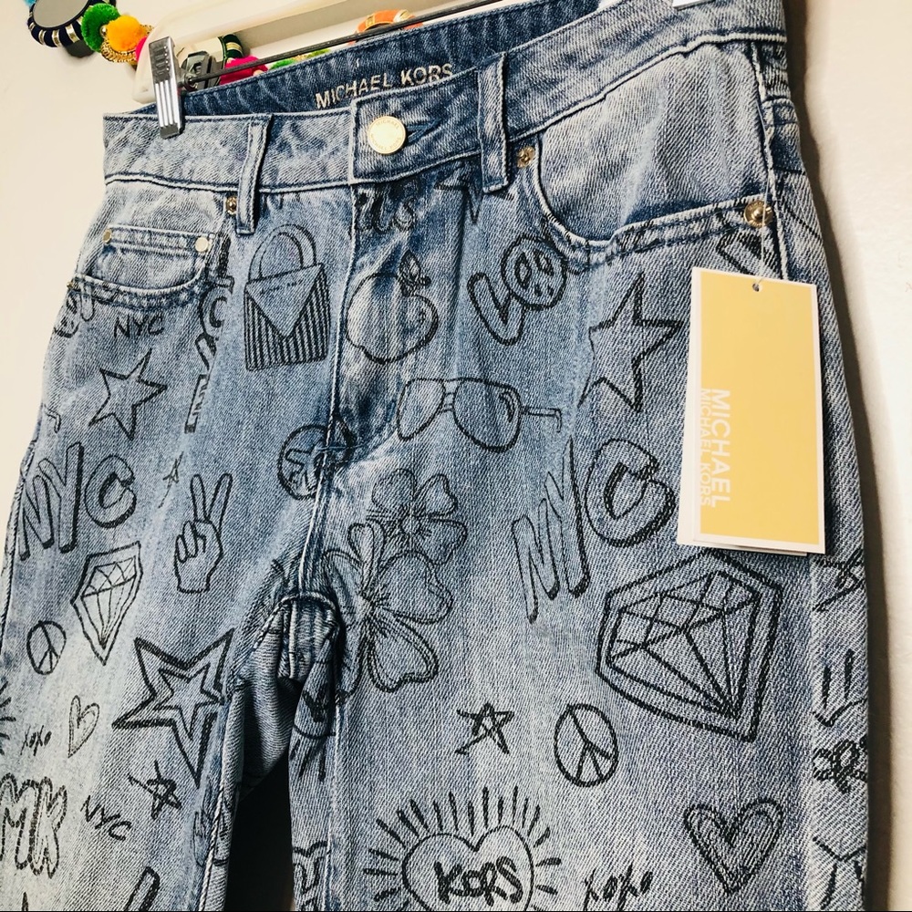 MICHAEL KORS High Rise Cropped Graphic Jeans - Picture 6 of 6